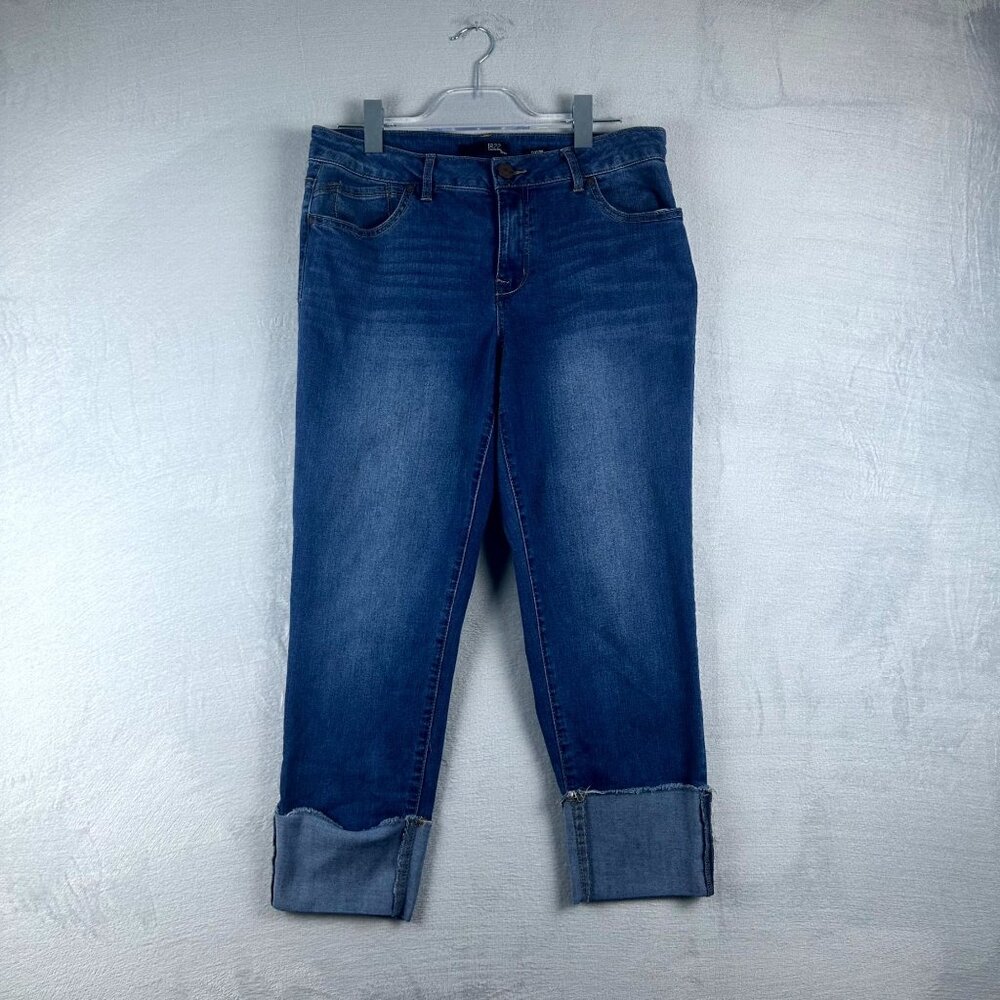 1882 Denim Women's Slim Skinny Jeans Taylor Cuffed Hem Stretch Blue Size 14